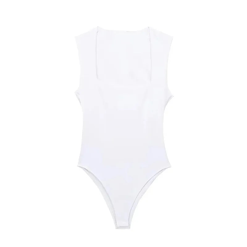 Body sin mangas con cuello cuadrado