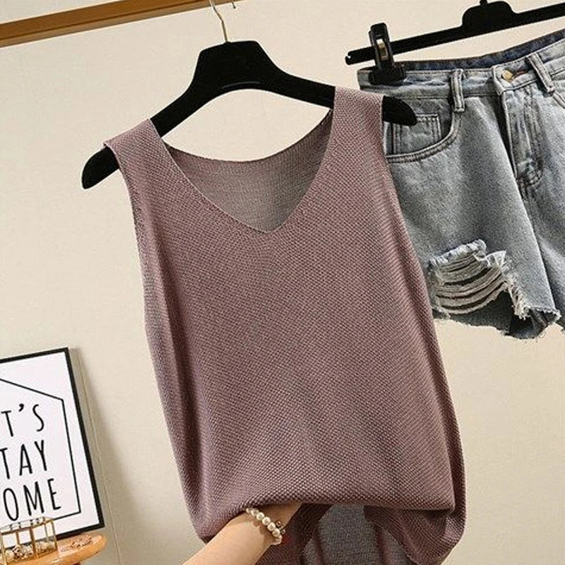 Blusa de punto sin mangas