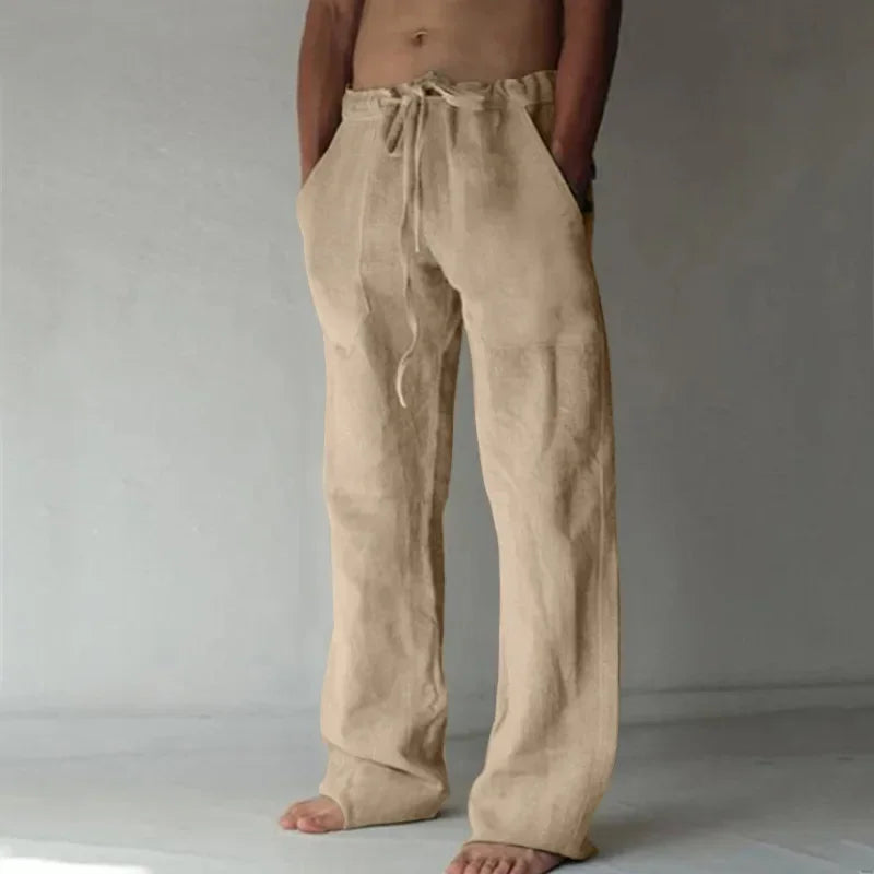 Pantalones holgados de algodón y lino para hombre