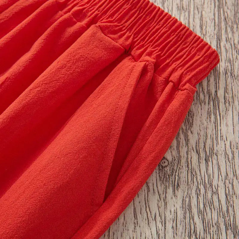 Pantalones de lino y algodón con cintura elástica