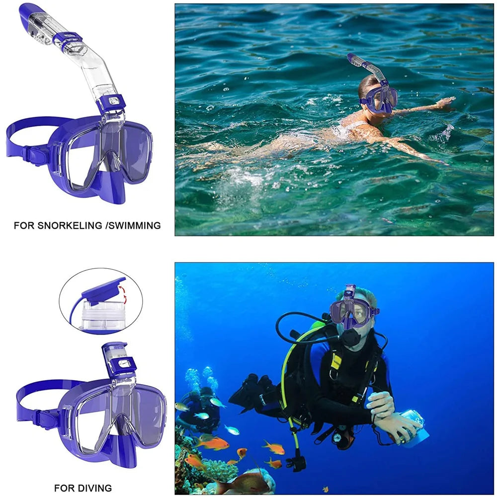 Máscaras de buceo Juego de máscara de snorkel antiniebla plegable