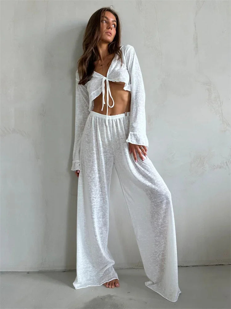 Conjunto de 2 piezas de pantalones informales y manga larga