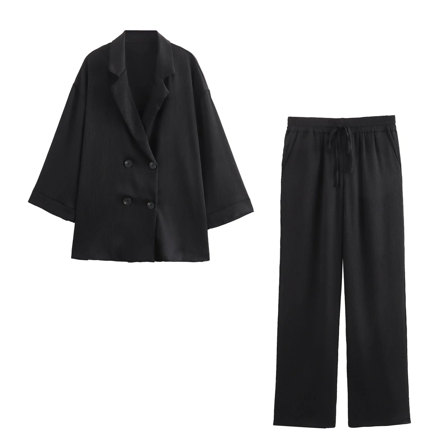 Conjunto de chaqueta informal y pantalones de pierna ancha