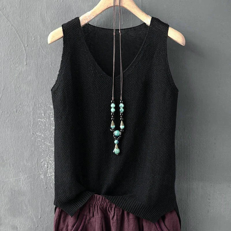 Blusa de punto sin mangas