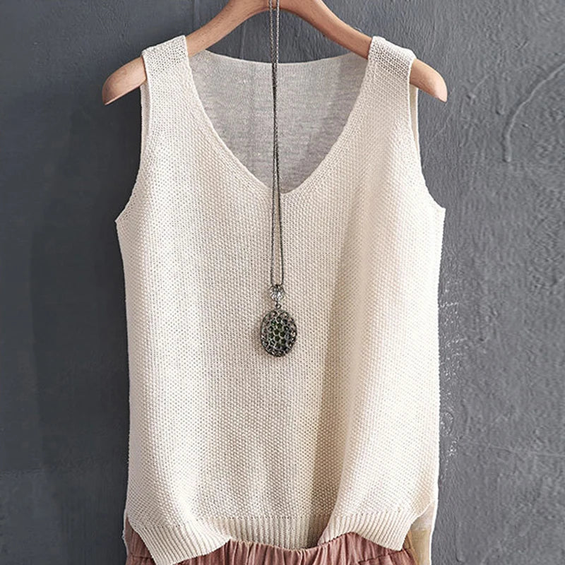 Blusa de punto sin mangas