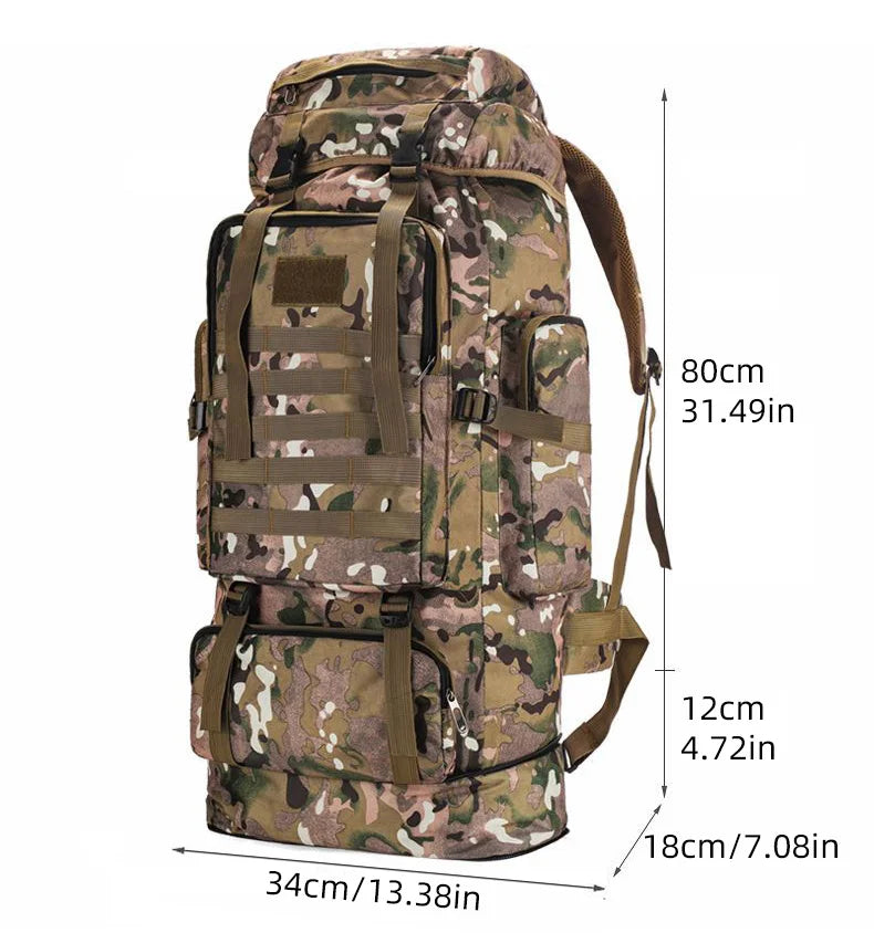 Mochila mimetizada para acampar al aire libre de 100L