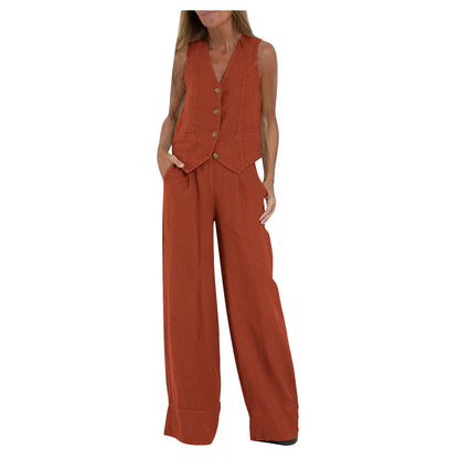 Conjunto de 2 piezas de chaleco sin mangas y pantalones largos