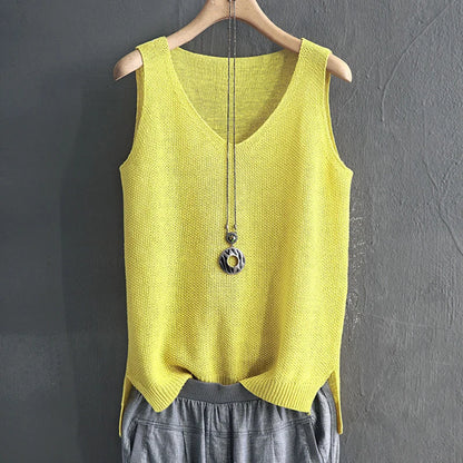 Blusa de punto sin mangas
