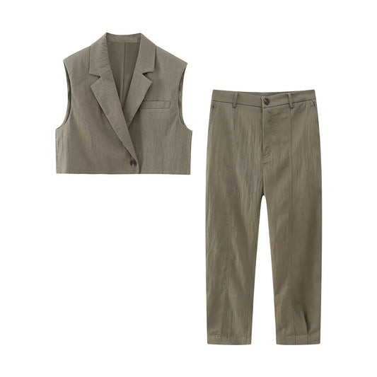 Traje casual pantalón largo y chaleco blazer