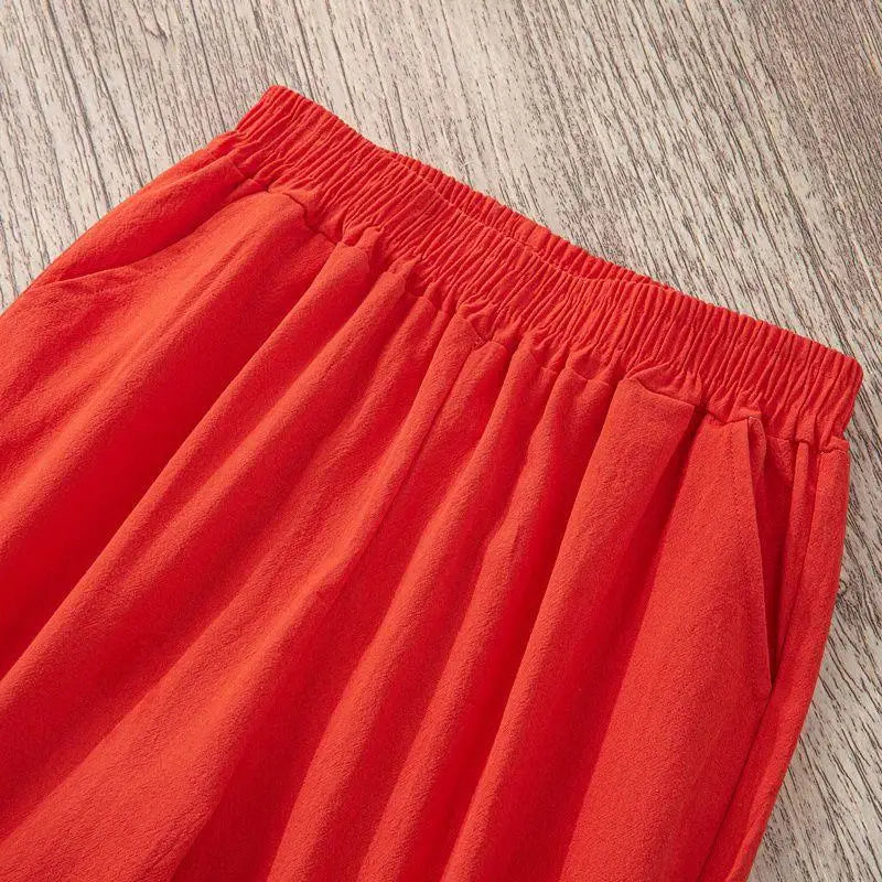 Pantalones de lino y algodón con cintura elástica