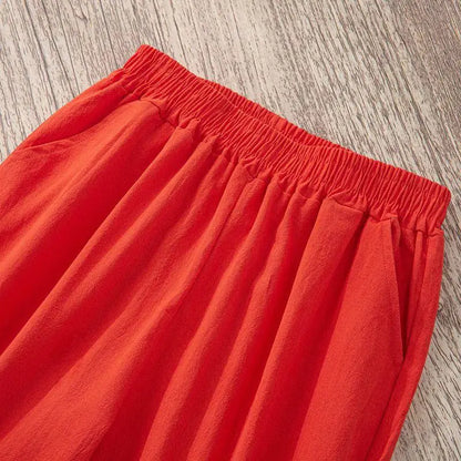 Pantalones de lino y algodón con cintura elástica