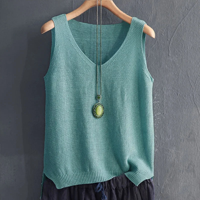 Blusa de punto sin mangas