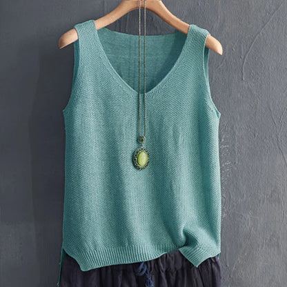 Blusa de punto sin mangas