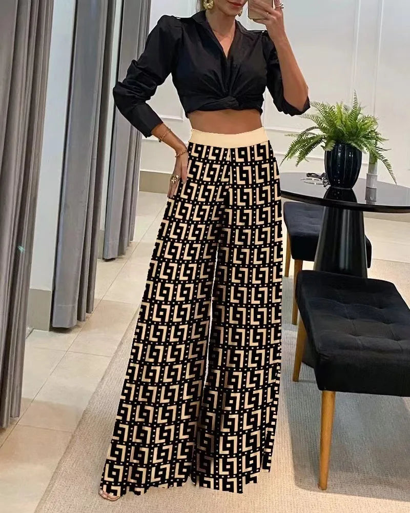 Pantalones de pierna ancha con estampados estilo casual