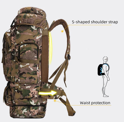 Mochila mimetizada para acampar al aire libre de 100L