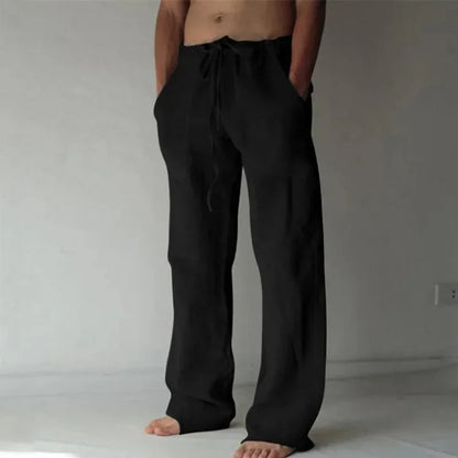 Pantalones holgados de algodón y lino para hombre