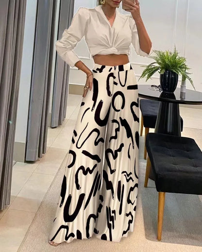 Pantalones de pierna ancha con estampados estilo casual