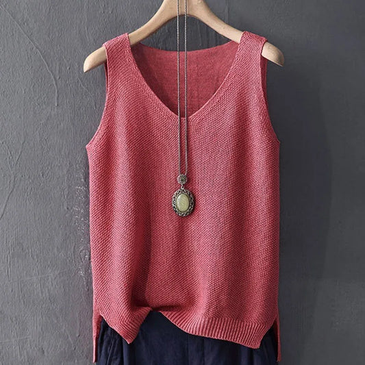 Blusa de punto sin mangas