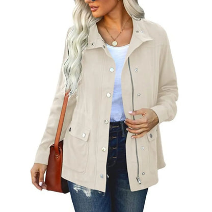 Chaqueta con capucha para mujer, cárdigan liso a prueba de viento, para Otoño e Invierno