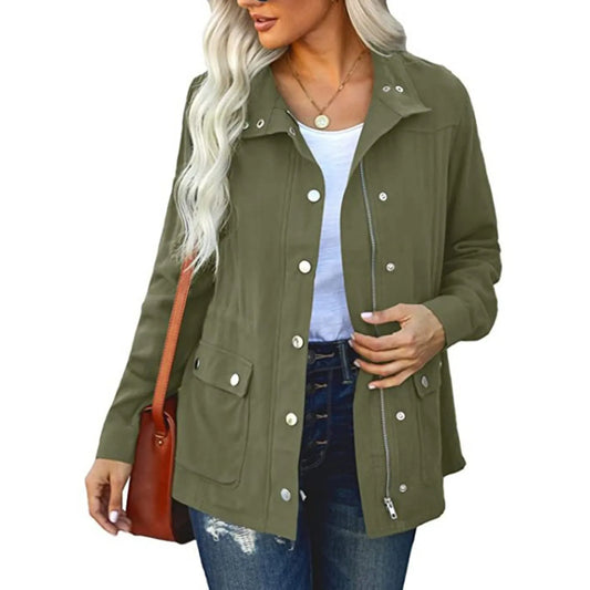 Chaqueta con capucha para mujer, cárdigan liso a prueba de viento, para Otoño e Invierno