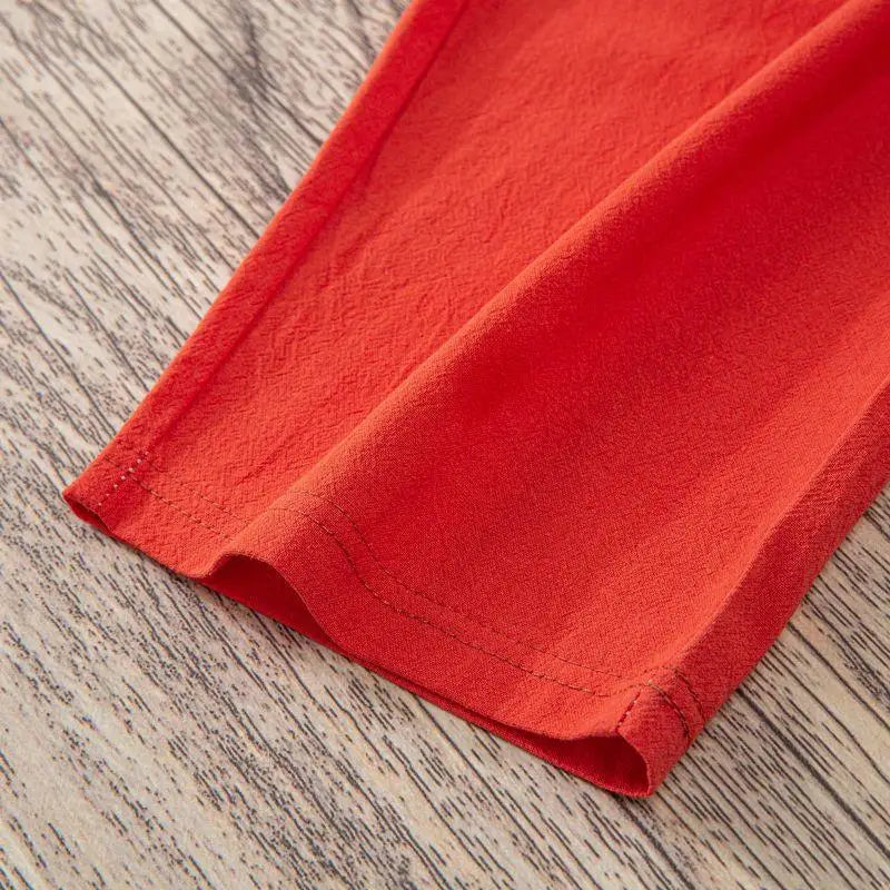 Pantalones de lino y algodón con cintura elástica