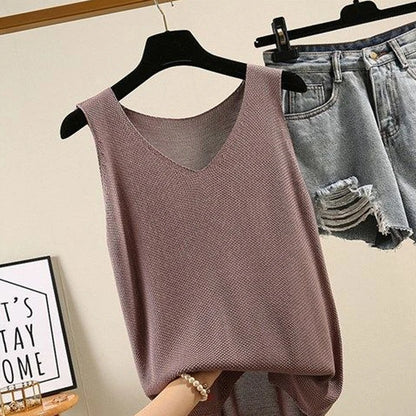 Blusa de punto sin mangas