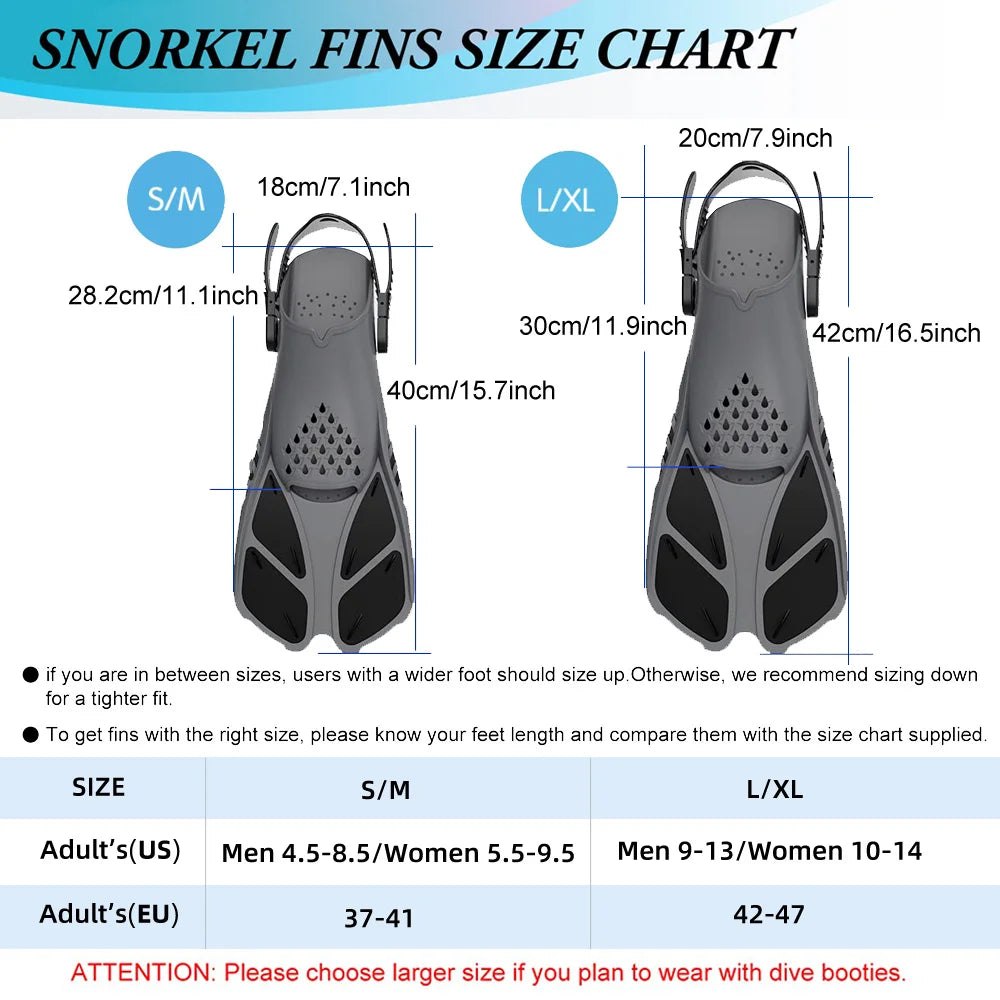 Aletas de snorkel con hebillas ajustables