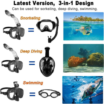 Máscaras de buceo Juego de máscara de snorkel antiniebla plegable