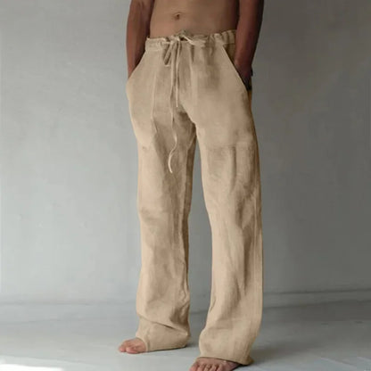 Pantalones holgados de algodón y lino para hombre