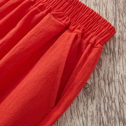 Pantalones de lino y algodón con cintura elástica