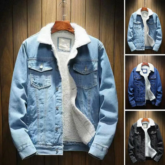 Chaqueta vaquera con forro grueso de piel de cordero