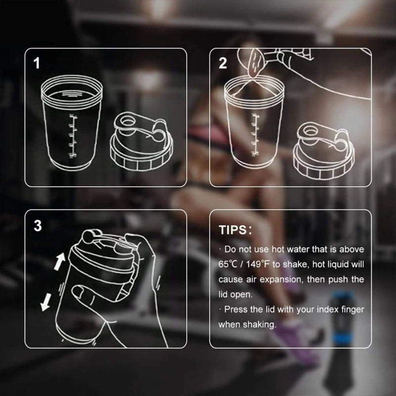 Shaker de proteínas de 600ml con separadores
