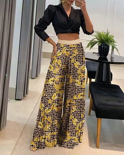 Pantalones de pierna ancha con estampados estilo casual