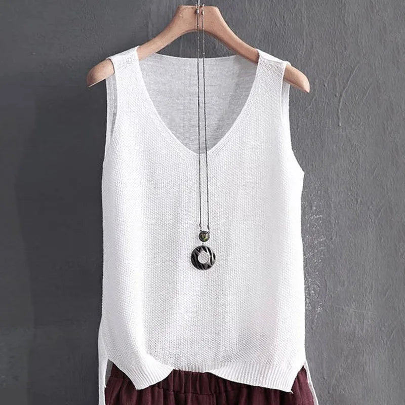 Blusa de punto sin mangas