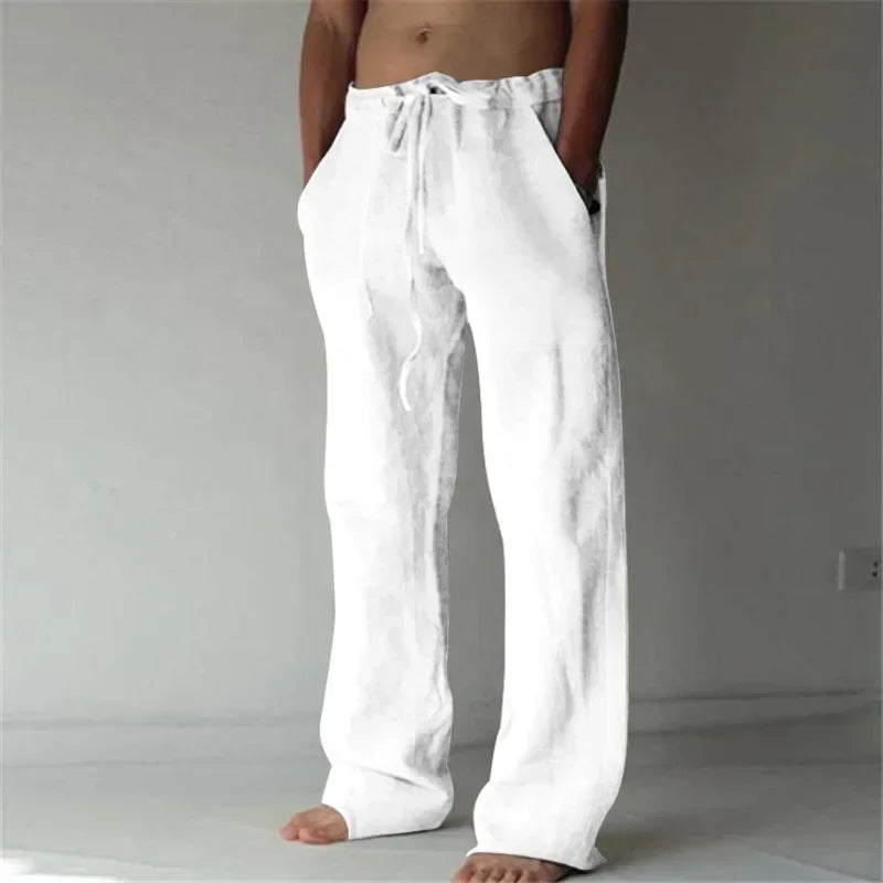 Pantalones holgados de algodón y lino para hombre