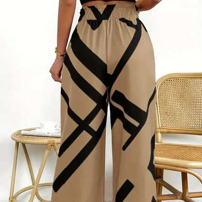 Pantalones de pierna ancha con estampados estilo casual