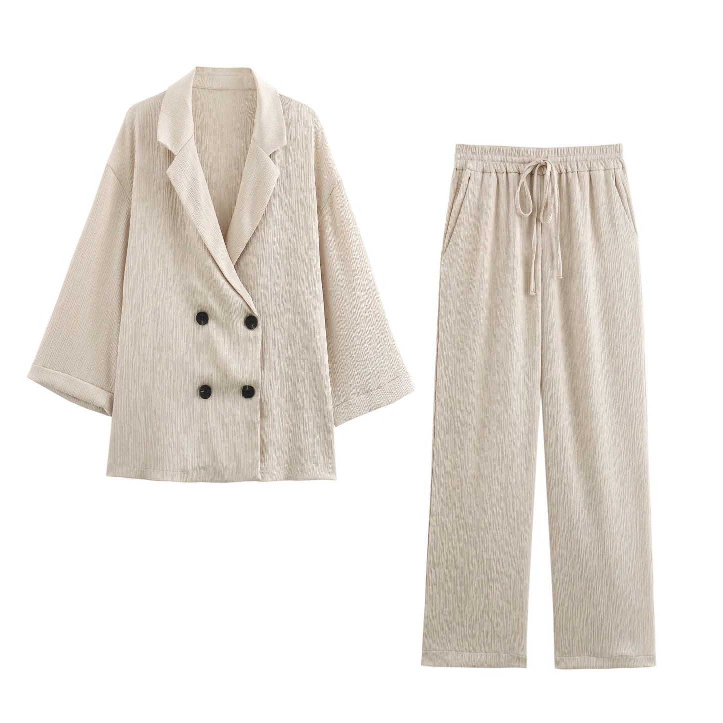 Conjunto de chaqueta informal y pantalones de pierna ancha