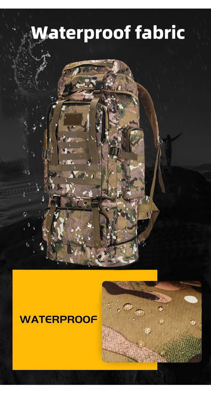 Mochila mimetizada para acampar al aire libre de 100L