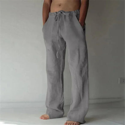 Pantalones holgados de algodón y lino para hombre