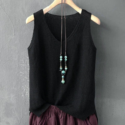 Blusa de punto sin mangas