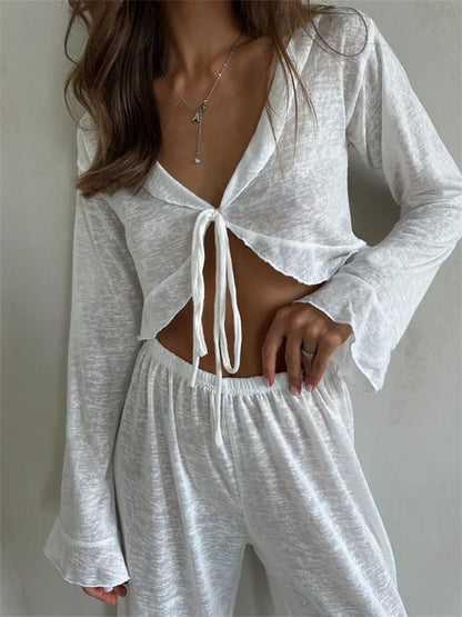 Conjunto de 2 piezas de pantalones informales y manga larga
