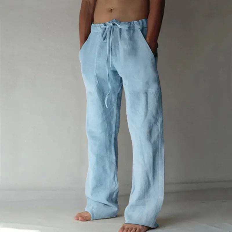 Pantalones holgados de algodón y lino para hombre