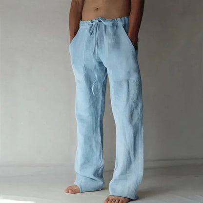 Pantalones holgados de algodón y lino para hombre